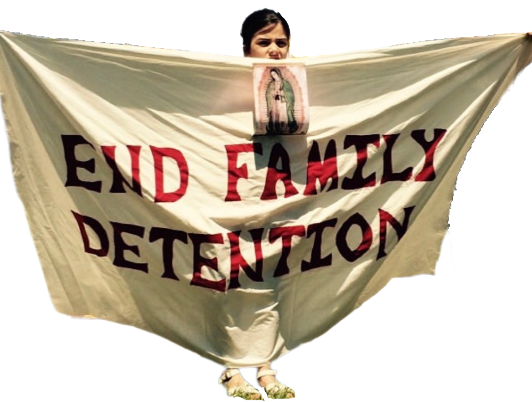 Dilley Family Detention Camp Direct Action, Child Holding "End Family Detention" Banner | Copyright Jamila Hammami, 2017 | All Rights Reserved Dilley Family Detention Camp Direct Action, Child Holding "End Family Detention" Banner